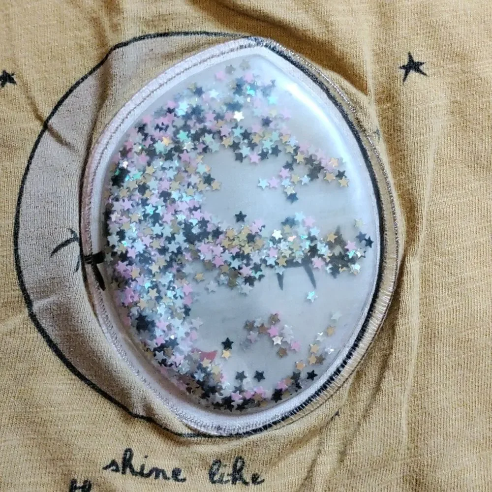 Zara long sleeve shirt 2T yellow moon stars glitter spring cotton boho